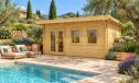 Gartenhaus Bordeaux 44 - 44mm Blockbohlenhaus - Pultdach - Fichte - 16.80m2