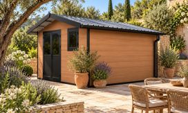 WPC-Gartenhaus SPERONE | Satteldach | Wandstärke 28mm |  370x370cm