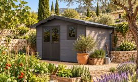 WPC-Gartenhaus MATALA | Satteldach | Wandstärke 28mm |  370x290cm