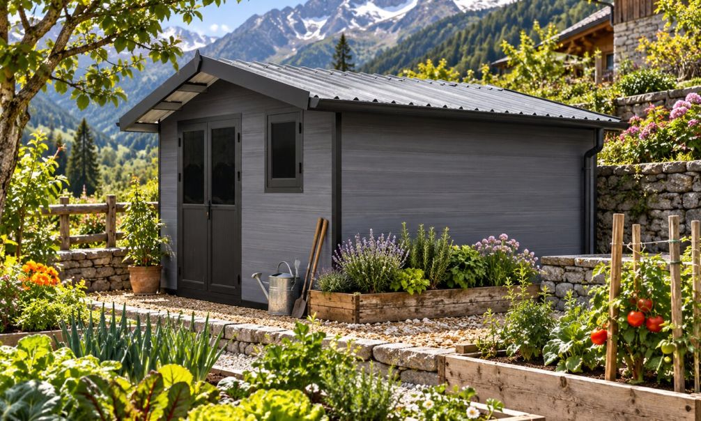 WPC-Gartenhaus VOLOS | Satteldach | Wandstärke 28mm |  370x370cm