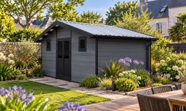 WPC-Gartenhaus AULNAY | Satteldach | Wandstärke 28mm |  580x290cm