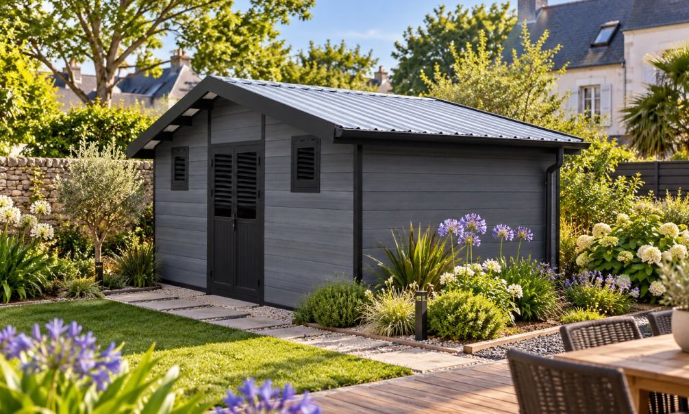 WPC-Gartenhaus AULNAY | Satteldach | Wandstärke 28mm |  580x290cm