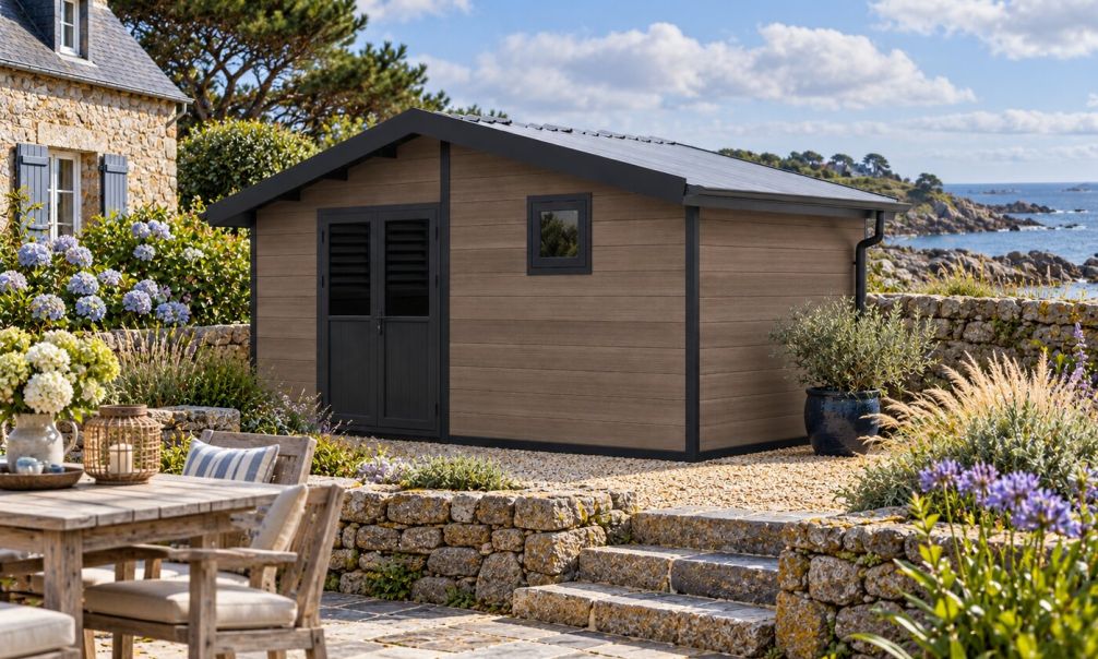 WPC-Gartenhaus CAYENNE | Satteldach | Wandstärke 28mm | 500x290cm