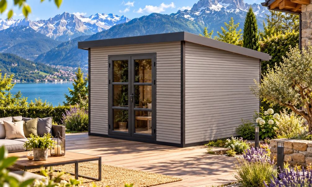 WPC-Gartenhaus RENCUREL | Pultdach | Wandstärke 28mm | 290x290cm