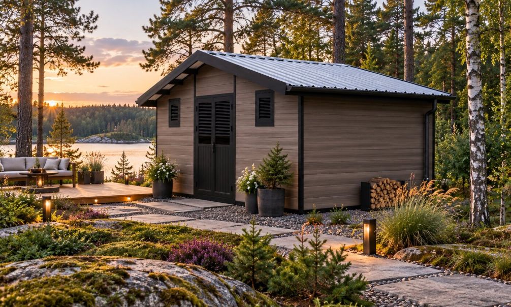 WPC-Gartenhaus POITIERS | Satteldach | Wandstärke 28mm |  580x290cm