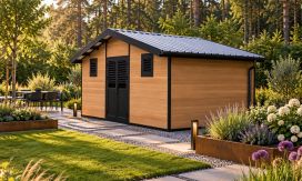 WPC-Gartenhaus POITIERS | Satteldach | Wandstärke 28mm |  580x290cm