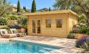 Holz-Gartenhaus Bordeaux 70 - 70mm Blockbohlenhaus - Pultdach - Fichte - 16.33m2