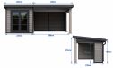 Gartenhaus mit überdachter Terrasse AUTRANS, seitenvariabel | 28 mm | Pultdach | Mausgrau |518.5x223cm, 11.56m2