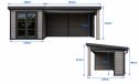 Gartenhaus aus WPC ROMANS mit Terrasse 28 mm in Holzoptik PREMIUM | Pultdach | Teak | 623.5x223cm, 13.90m2