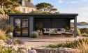 WPC Gartenhaus mit überdachter Terrasse AUTRANS, seitenvariabel | 28 mm | Pultdach | Anthrazit | 623.5x223cm, 13.90m2