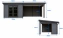Gartenhaus mit überdachter Terrasse Meaudre, seitenvariabel | 28 mm | Pultdach | Nussbaum | 583x290cm, 16.91m2