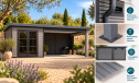 Gartenhaus mit überdachter Terrasse Rencurel, seitenvariabel | 28 mm | Pultdach | Anthrazit | 688x290cm, 19.95m2