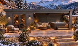 Gartenhaus mit überdachter Terrasse Rencurel, seitenvariabel | 28 mm | Pultdach | Anthrazit | 688x290cm, 19.95m2