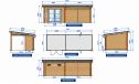 Gartenhaus mit überdachter Terrasse AUTRANS, seitenvariabel | 28 mm | Pultdach | Mausgrau |518.5x223cm, 11.56m2