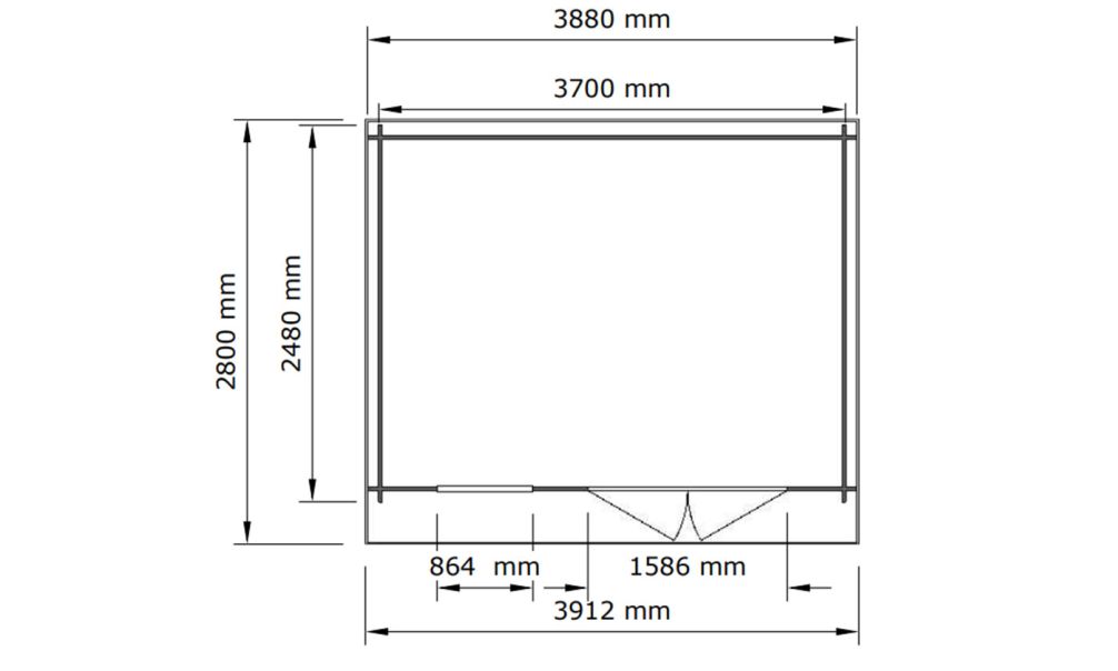 Gartenhaus Roanne 10 | Kdi | Wandstärke 28mm | 430x330cm