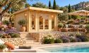 Holz-Gartenhaus Barbados 3 - 44mm Blockbohlenhaus - Gartenhaus Lounge - Pultdach - Fichte - 11.64m2