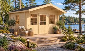 Gartenhaus Porquerolles | Satteldach | Wandstärke 44mm | 330x330cm
