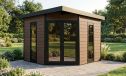 WPC-Gartenhaus MUNICH | Teakholz | Pultdach | Wandstärke 28mm | 300x300cm