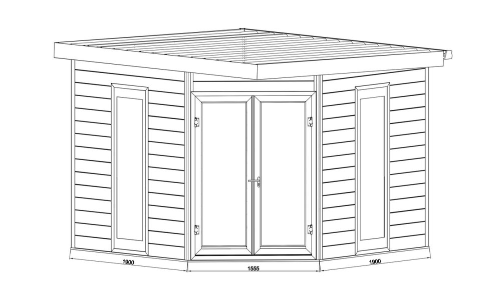 WPC-Gartenhaus MUNICH | Teakholz | Pultdach | Wandstärke 28mm | 300x300cm