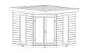 WPC-Gartenhaus MUNICH | Teakholz | Pultdach | Wandstärke 28mm | 300x300cm