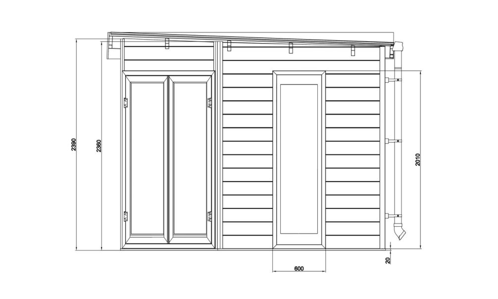 WPC-Gartenhaus MUNICH | Teakholz | Pultdach | Wandstärke 28mm | 300x300cm