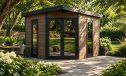 WPC-Gartenhaus MUNICH | Teakholz | Pultdach | Wandstärke 28mm | 300x300cm