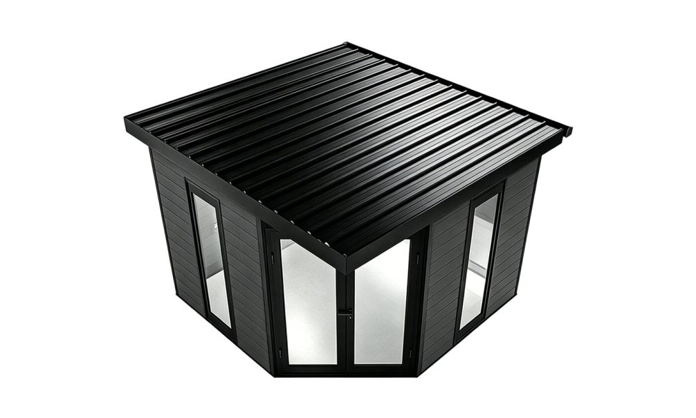 WPC-Gartenhaus MUNICH | Anthrazit | Pultdach | Wandstärke 28mm | 300x300cm