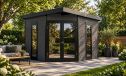 WPC-Gartenhaus MUNICH | Anthrazit | Pultdach | Wandstärke 28mm | 300x300cm