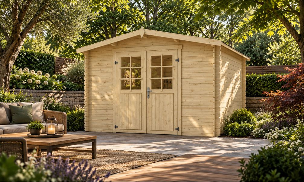 PARISA-Gartenhaus, aus Naturholz, 28 mm, 8,67 m² Innenfläche
