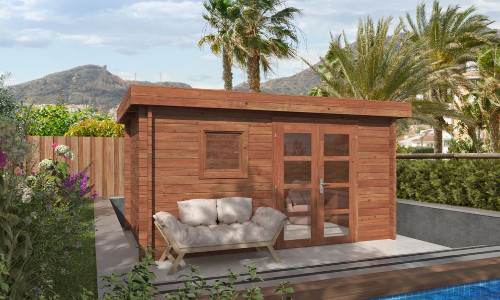 Gartenhaus Marseille 9 | Kesseldruckimprägniert | Flachdach | 44mm | 390x240cm