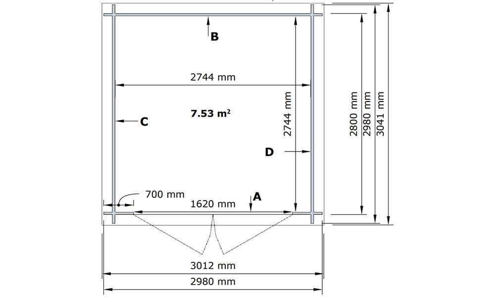 Gartenhaus Jonzac 9 | Flachdach | Kesseldruckimprägniert | 28mm | 280x280cm