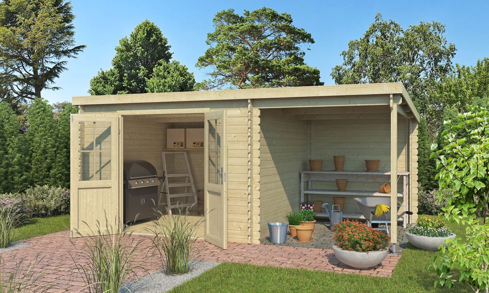Gartenhaus mit Anbau Tampa | Pultdach| 481x292cm