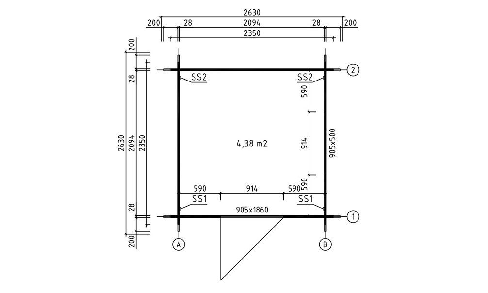 Gartenhaus LIMA | Flachdach| 28mm | 215x215cm