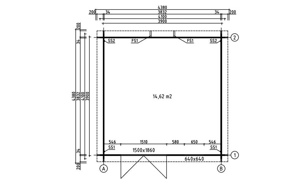 Gartenhaus Blagnac | Flachdach | 34mm | 390x390cm