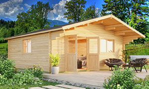 Holz-Gartenhaus Zanzibar 4 Wandstarcke 70mm