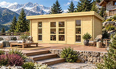 Gartenhaus aus Holz mit 70-mm-Blockbohlen