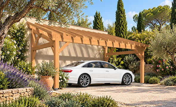 Wandangebauter Doppelcarport aus Holz