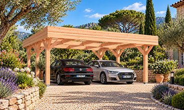 Carport mit Flachdach aus Douglasie