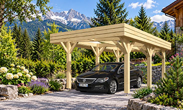 Carport mit Flachdach aus Fichte
