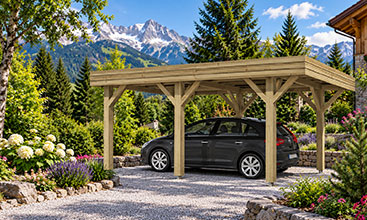 Carport mit Flachdach aus nordischer Kiefer