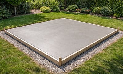Betonplatte als Fundament für das Gartenhaus