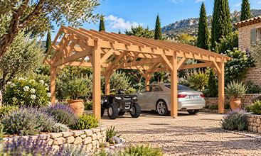 Doppelcarport mit Satteldach aus Holz