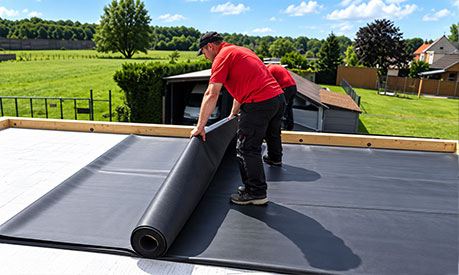Verlegung einer EPDM-Dachfolie auf einem Gartenhaus