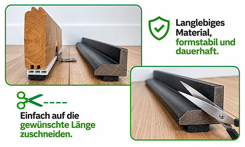 Kompriband auf der Betonplatte unter dem Sockelprofil