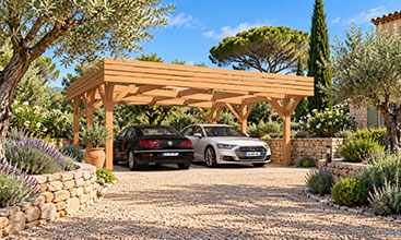 Doppelcarport mit Flachdach aus Holz