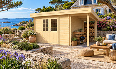 Gartenhaus aus Holz mit 34-mm-Blockbohlen