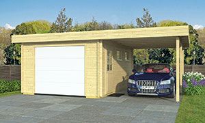 Holzgarage Drome mit carport 44mm