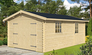 Holzgarage mit 34, 44 oder 70 mm Wandstärke