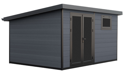 Die Aluminiumtür des WPC Calais Gartenhauses