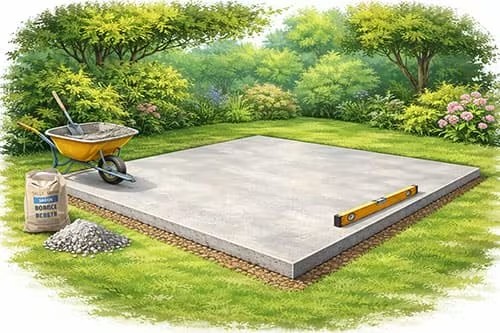 Betonfundament für ein WPC-Gartenhaus